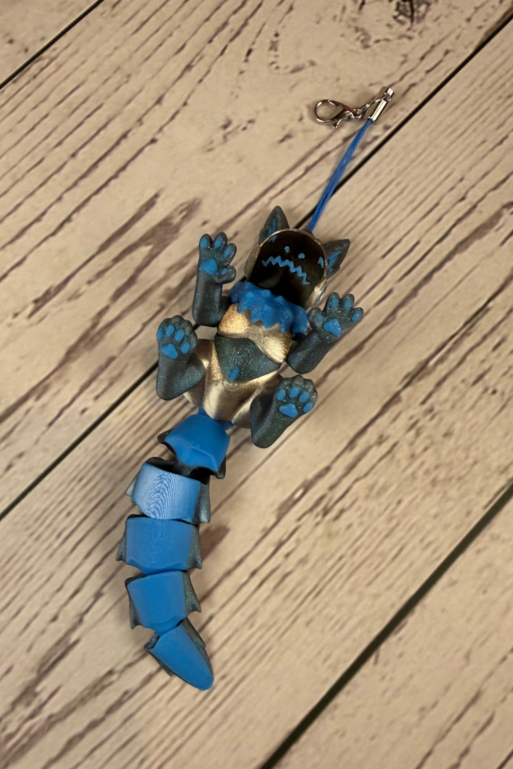 🤖💚 3D Printed Protogen Keychain with Flexible Tail