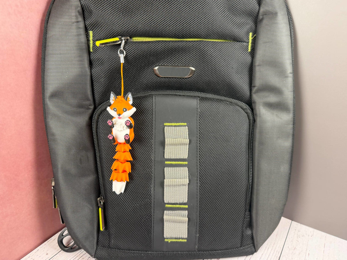 3D Printed Fox Keychain with Flexible Tail | Fidget Toy