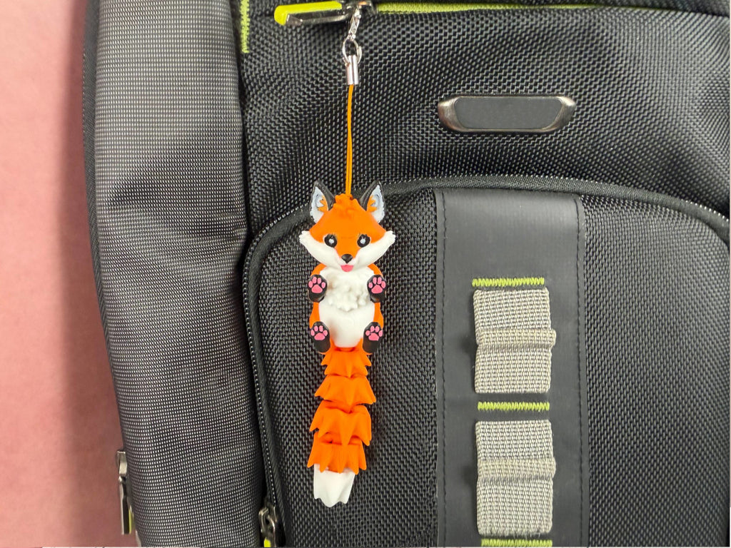 3D Printed Fox Keychain with Flexible Tail