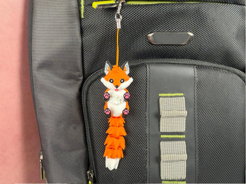 3D Printed Fox Keychain with Flexible Tail