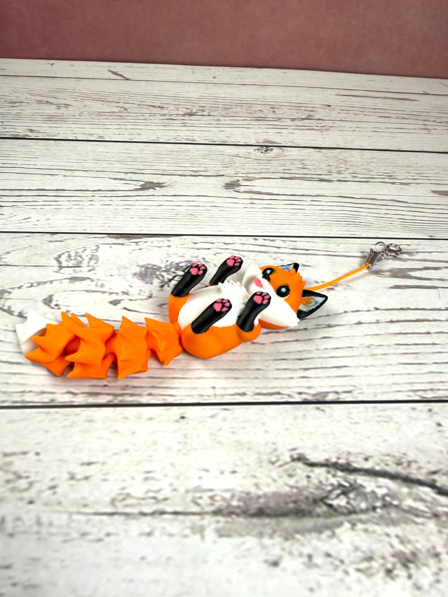 3D Printed Fox Keychain with Flexible Tail