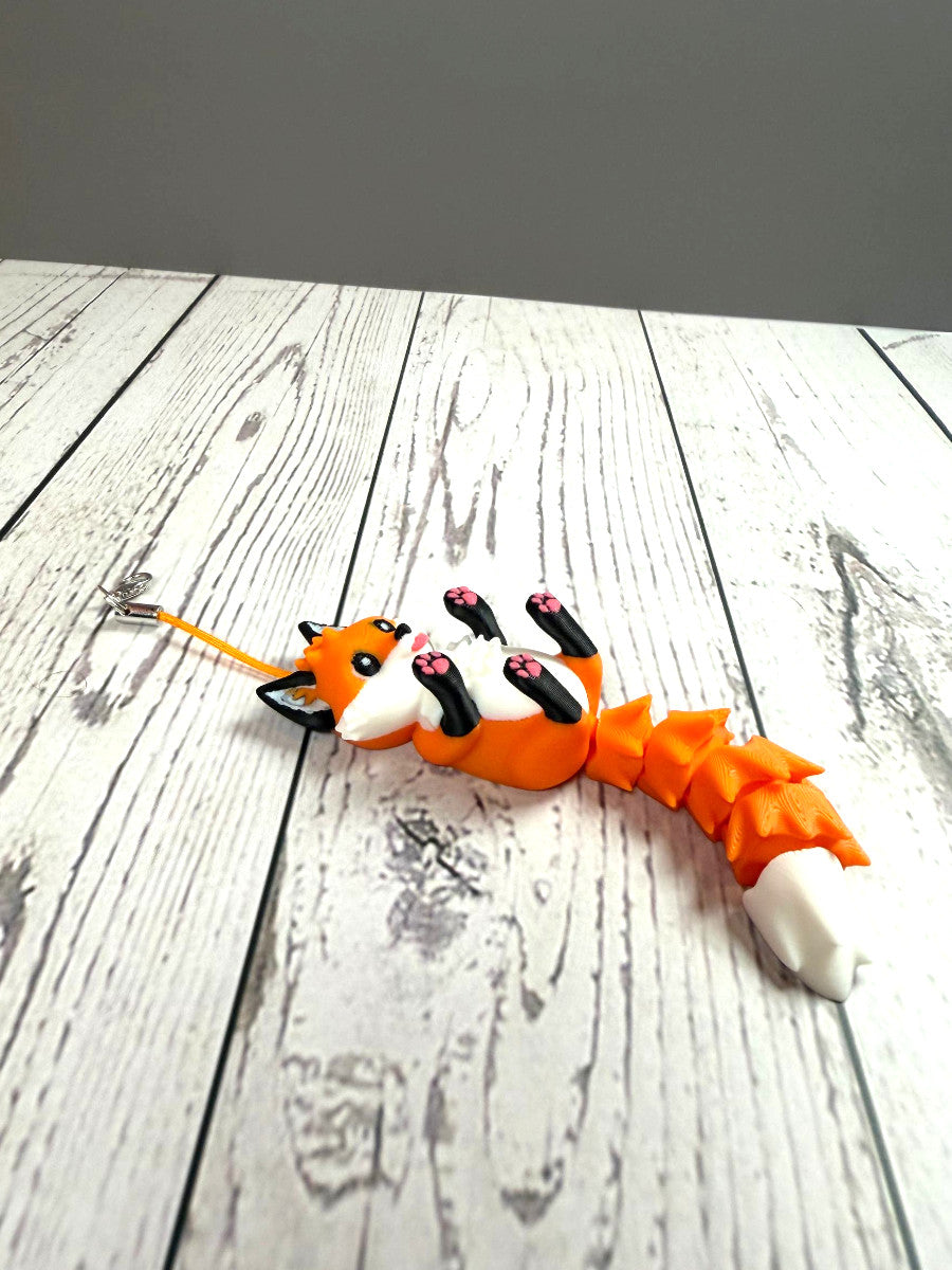 3D Printed Fox Keychain with Flexible Tail