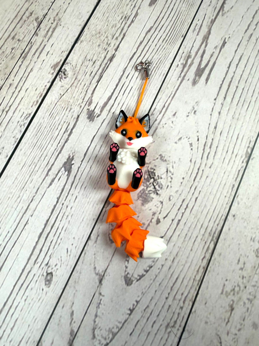 3D Printed Fox Keychain with Flexible Tail