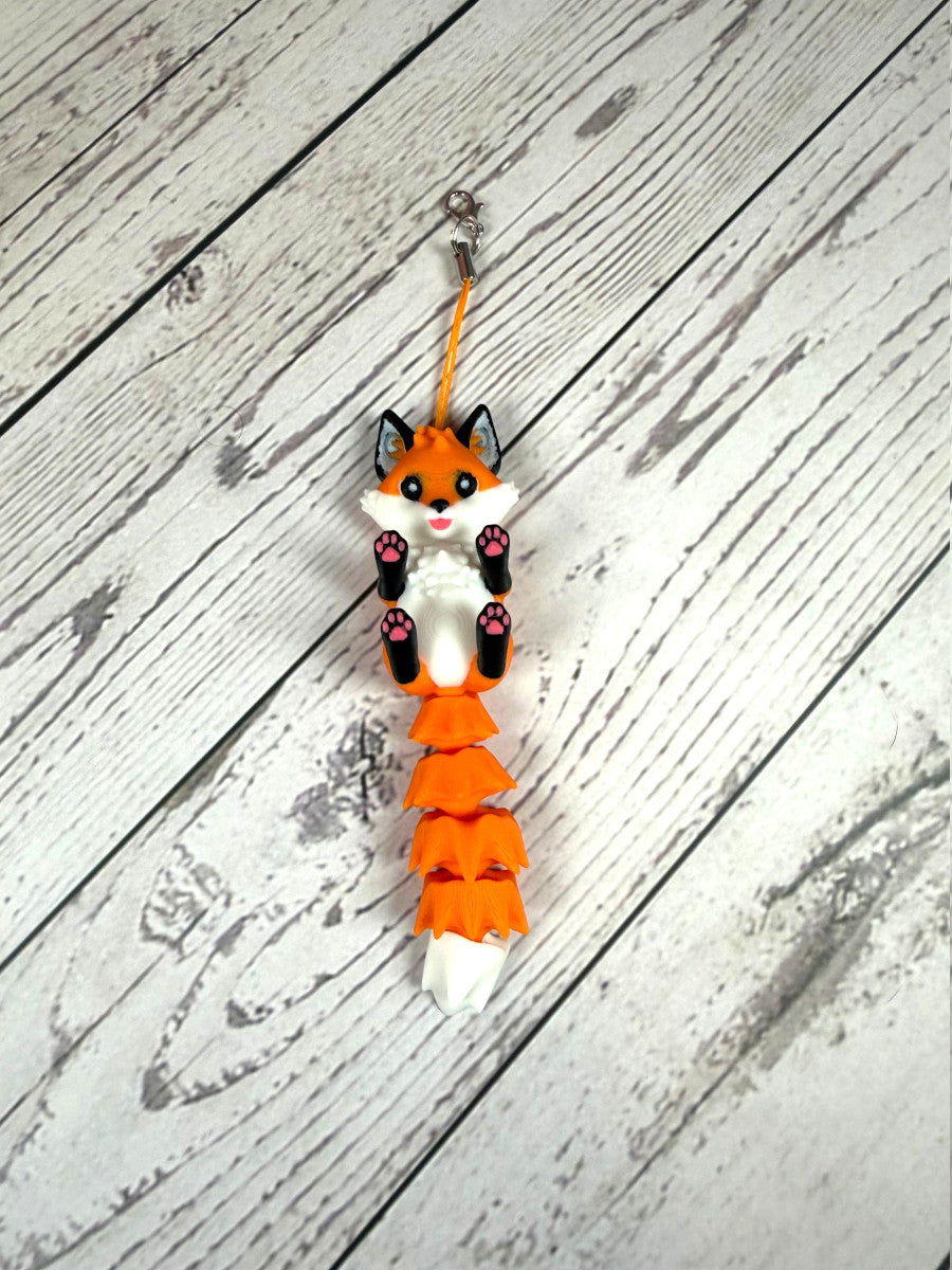 3D Printed Fox Keychain with Flexible Tail