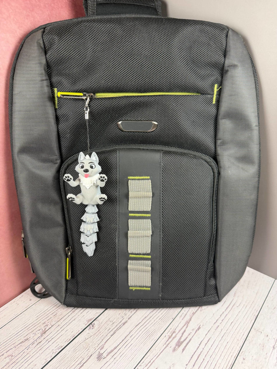 3D Printed Wolf Keychain with Flexible Tail