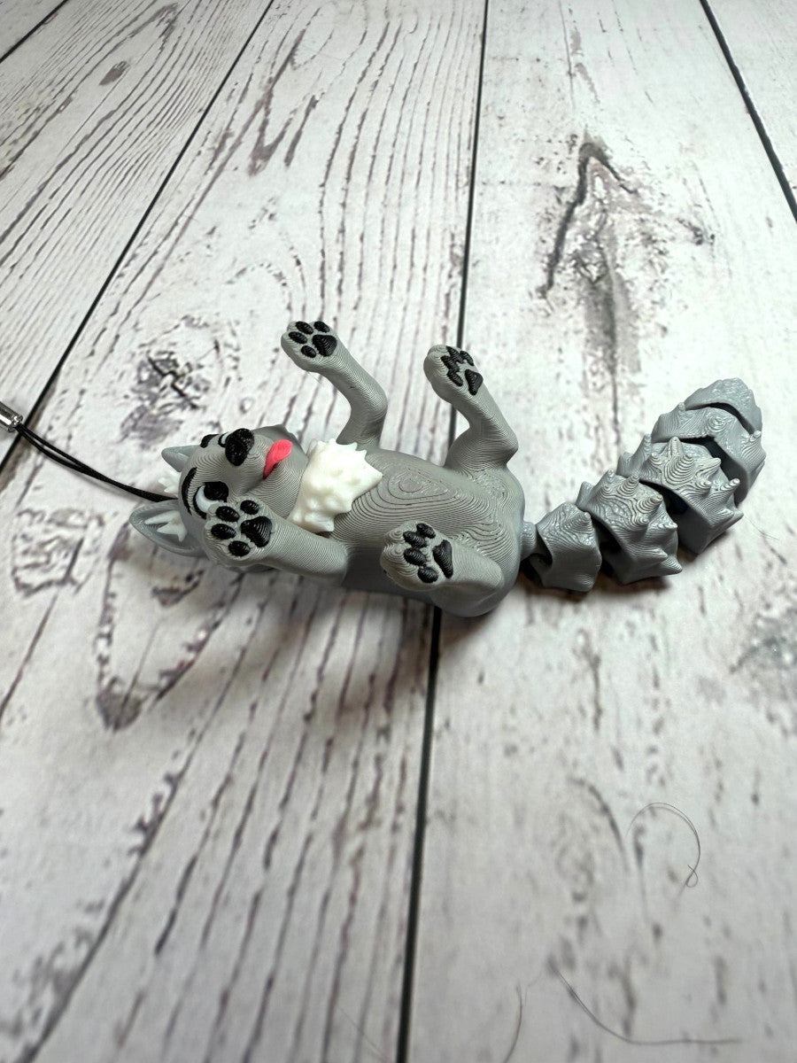 3D Printed Wolf Keychain with Flexible Tail