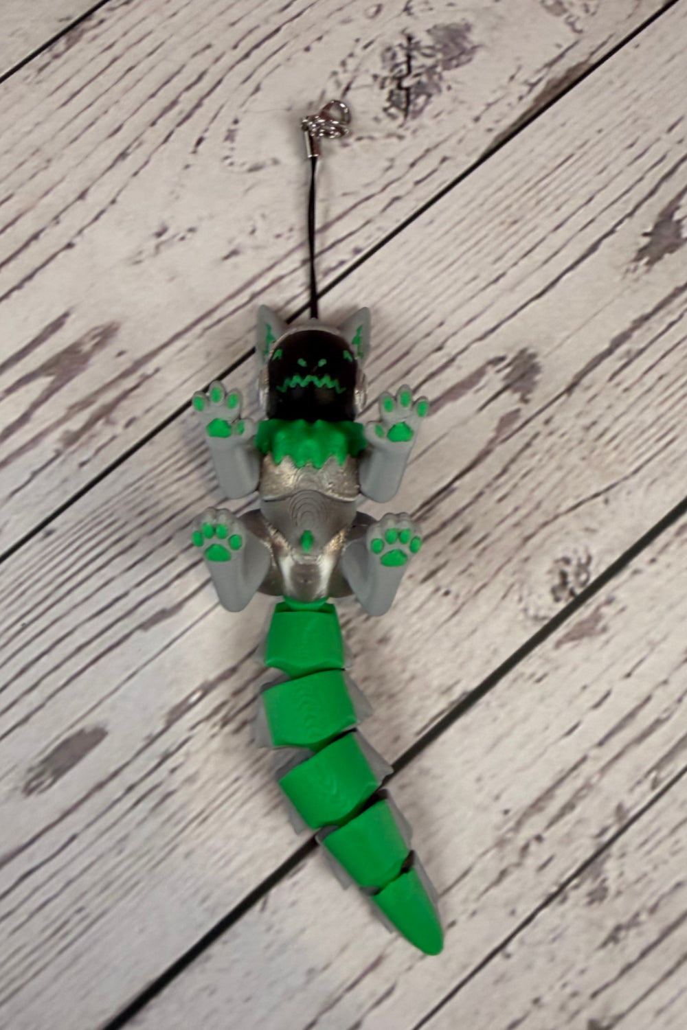 🤖💚 3D Printed Protogen Keychain with Flexible Tail