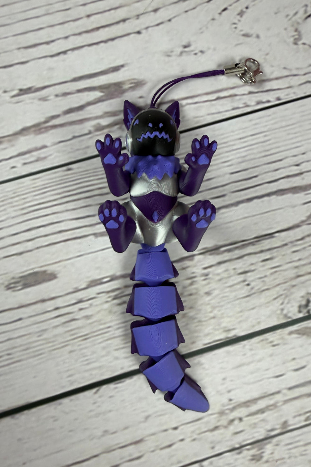 🤖💚 3D Printed Protogen Keychain with Flexible Tail