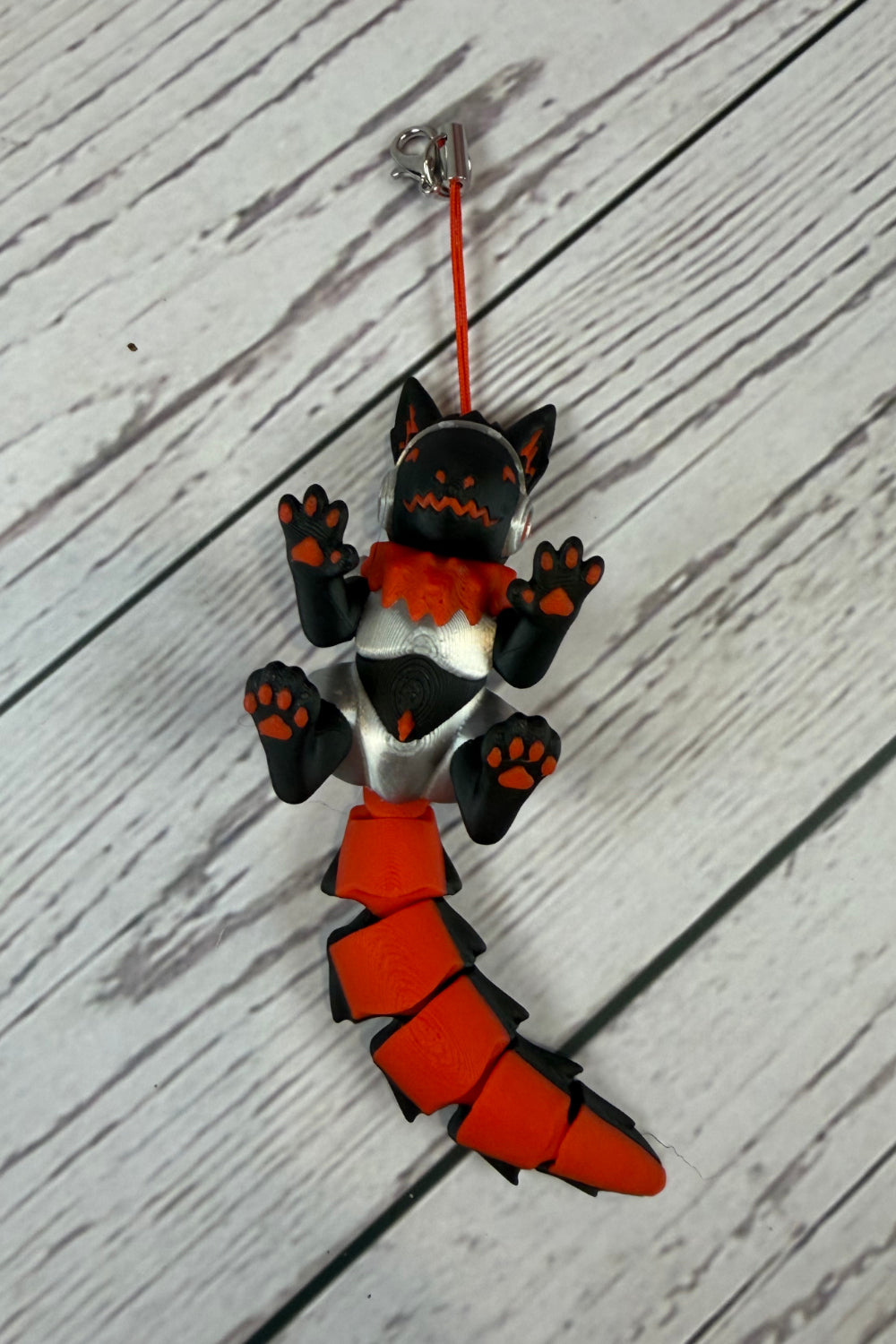 🤖💚 3D Printed Protogen Keychain with Flexible Tail